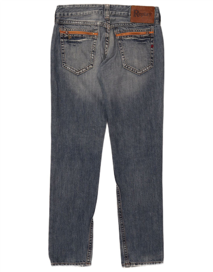 Replay Womens Straight Jeans W28 L30 Blue Cotton