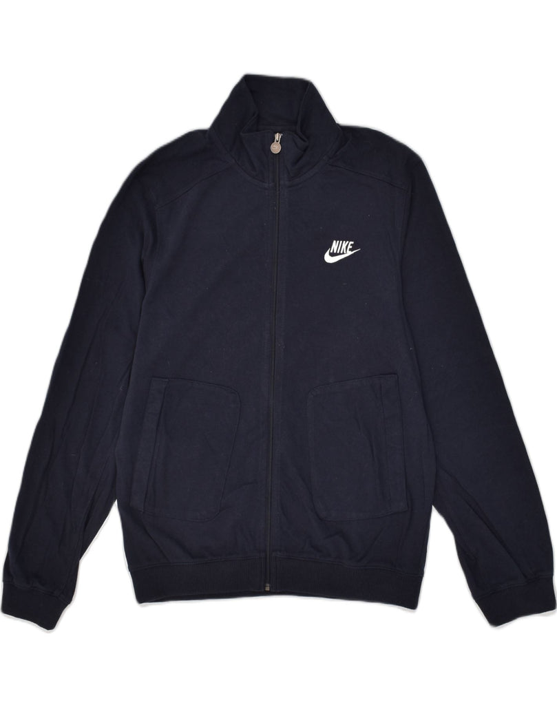 NIKE Mens Tracksuit Top Jacket Small Navy Blue Cotton | Vintage Nike | Thrift | Second-Hand Nike | Used Clothing | Messina Hembry 