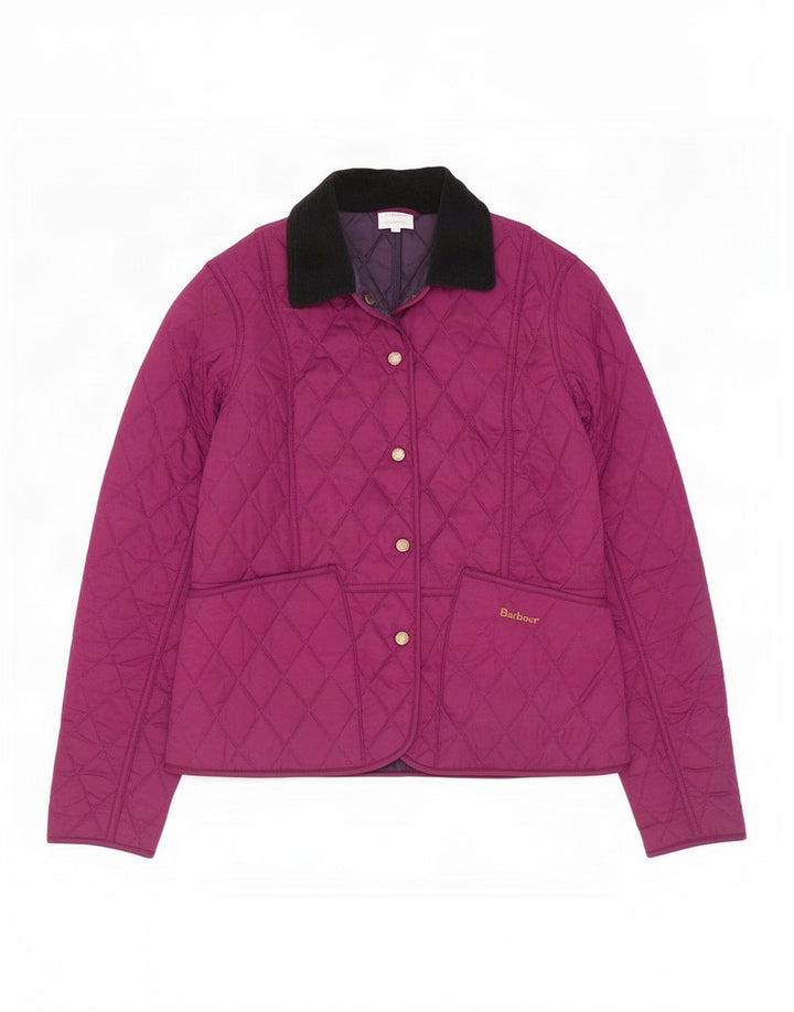 Barbour Womens Quilted Jacket UK 8 Small Purple Polyester