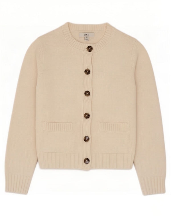 Marks & Spencer Womens Oversized Cardigan Sweater UK 6 XS Off White Cotton