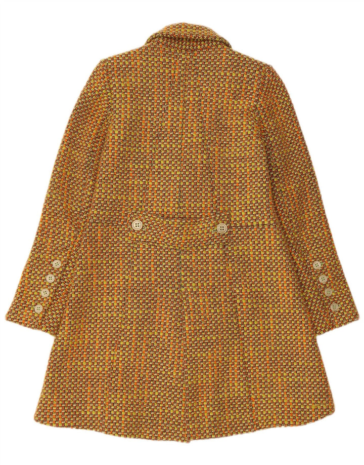 Vintage Womens Double Breasted Coat IT 42 Medium Yellow Wool