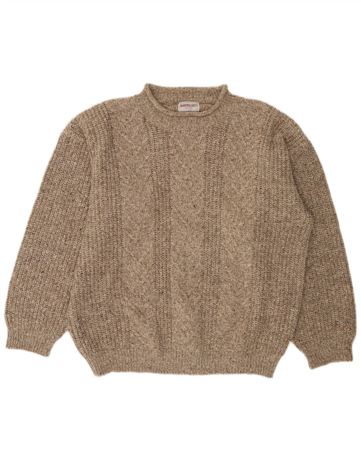 BERTO LUCCI Mens Crew Neck Jumper Sweater XL Grey Striped