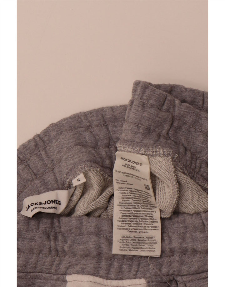 JACK & JONES Mens Graphic Sport Shorts Small Grey Colourblock Cotton