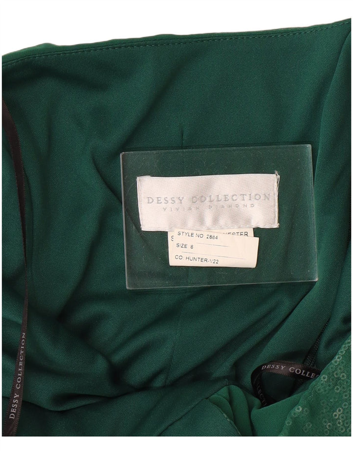 DESSY COLLECTION Womens One Shoulder Dress UK 8 Small Green Polyester