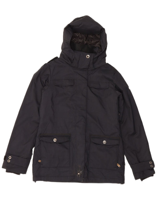 Roxy Womens Hooded Slim Fit Windbreaker Jacket UK 14 Medium Black Polyester