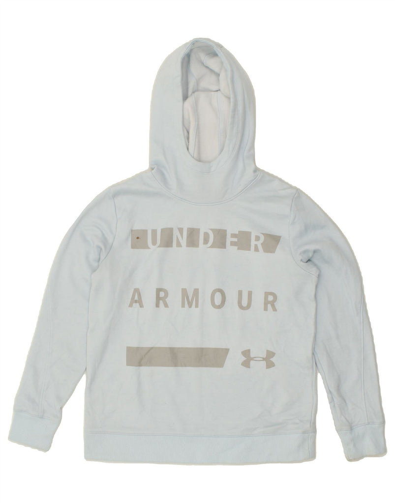 UNDER ARMOUR Womens Loose Fit Graphic Hoodie Jumper UK 10 Small Blue | Vintage Under Armour | Thrift | Second-Hand Under Armour | Used Clothing | Messina Hembry 