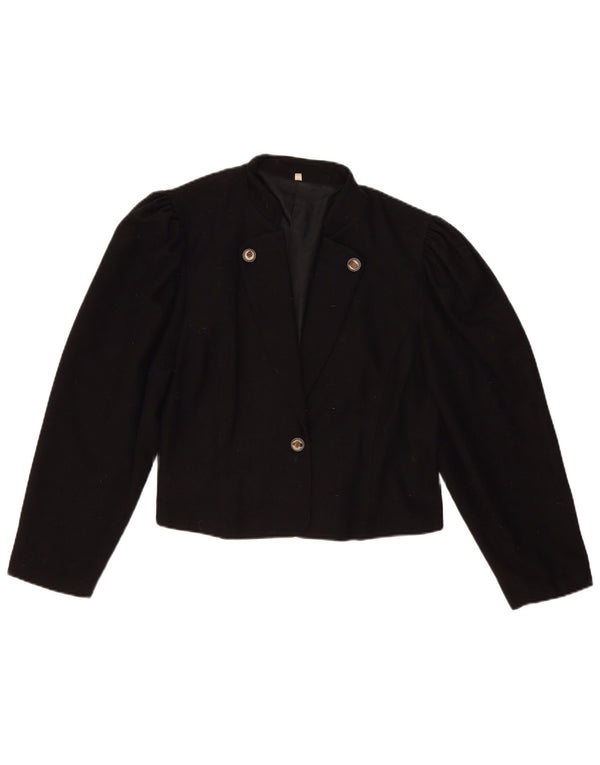 Vintage Womens 1 Button Blazer Jacket IT 44 Medium Black Wool
