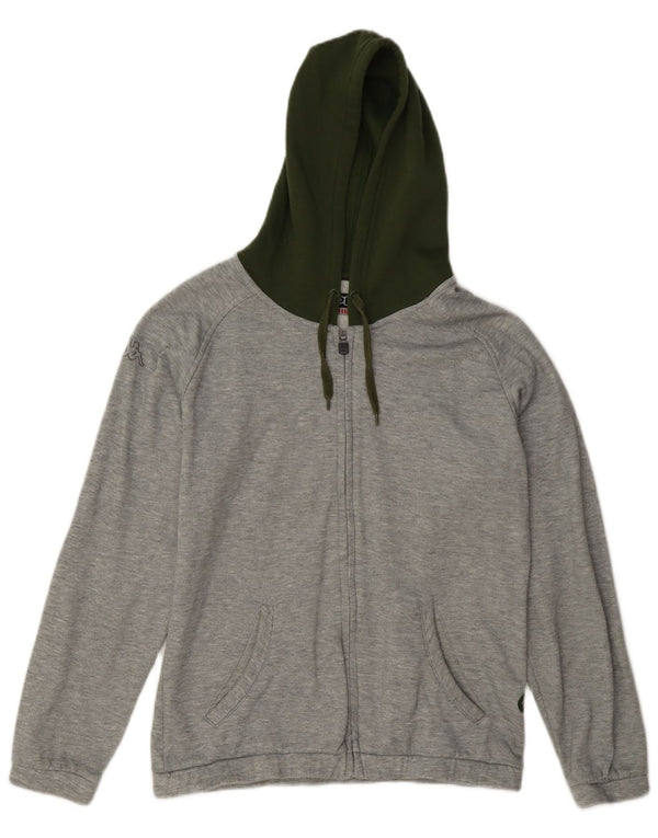 Kappa Womens Graphic Zip Hoodie Sweater UK 14 Medium Grey Colourblock