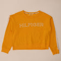 Tommy Hilfiger Womens Crop Sweatshirt Jumper UK 14 Medium Yellow