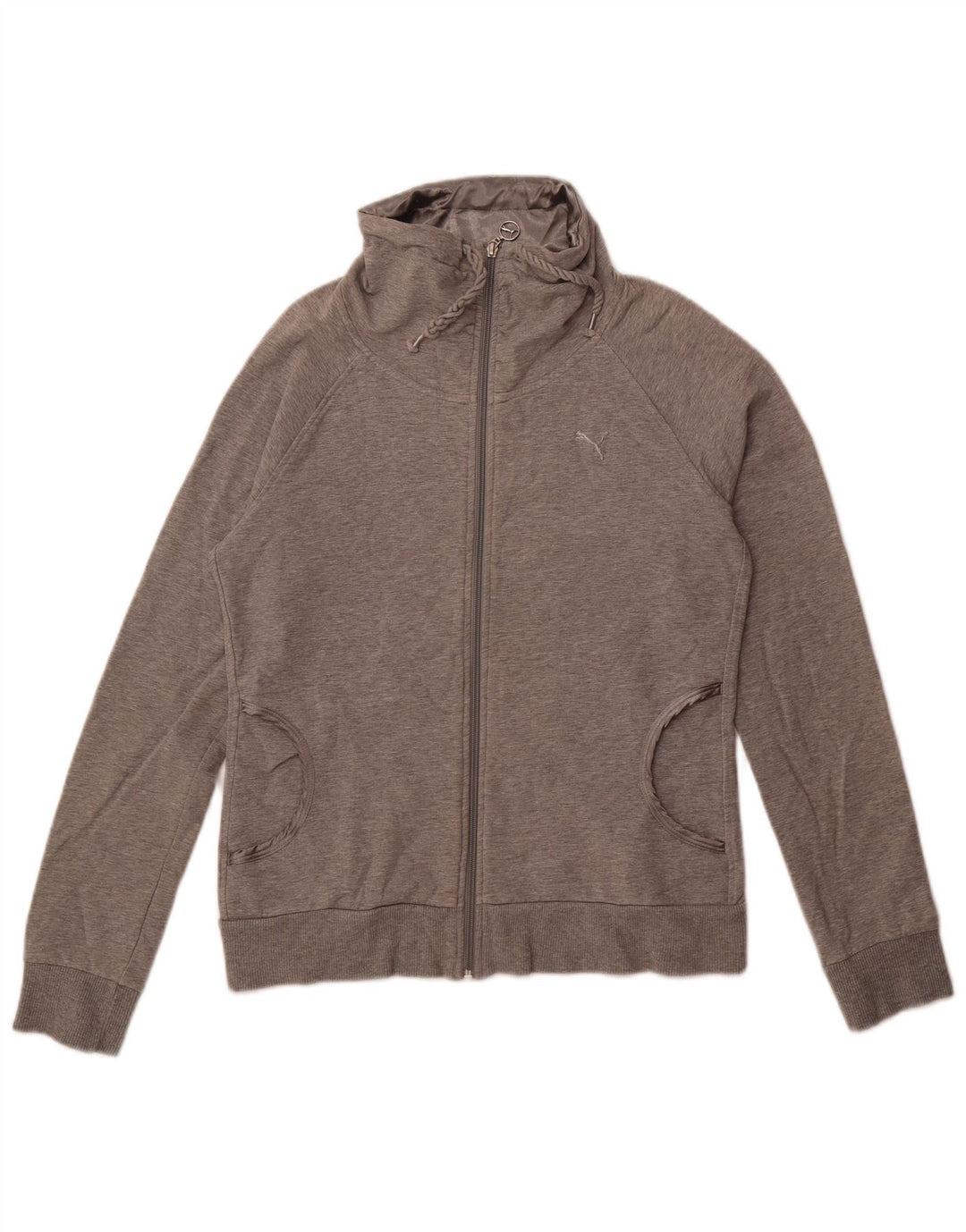 Puma Womens Tracksuit Top Jacket UK 14 Large Grey Cotton