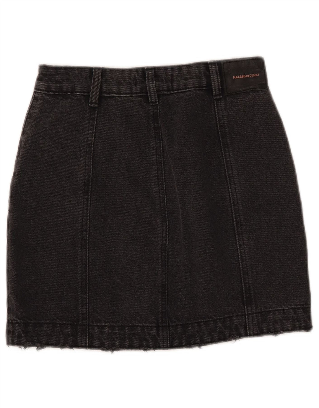 PULL & BEAR Womens Distressed Denim Skirt Small W26  Black Cotton