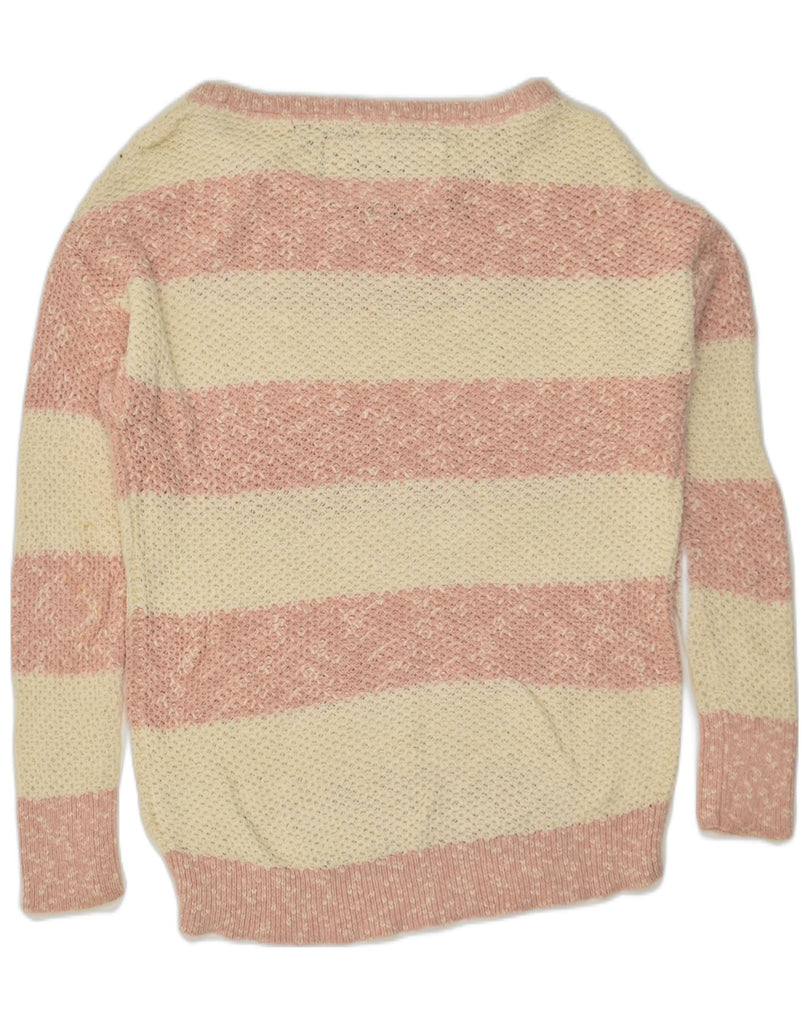 SUPERDRY Womens Boat Neck Jumper Sweater UK 10 Small Beige Striped Nylon | Vintage Superdry | Thrift | Second-Hand Superdry | Used Clothing | Messina Hembry 