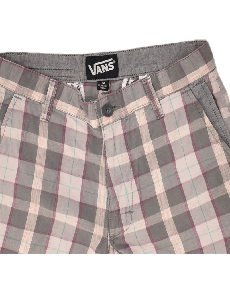 VANS Boys Chino Shorts 11-12 Years W26 Grey Check Cotton | Vintage Vans | Thrift | Second-Hand Vans | Used Clothing | Messina Hembry 