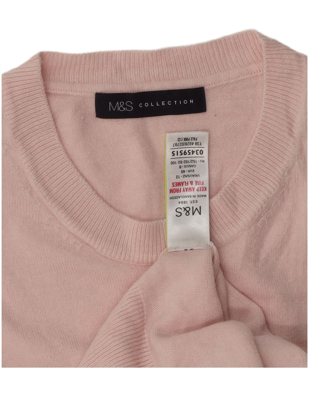 Marks & Spencer Womens Crew Neck Jumper Sweater UK 12 Medium Pink