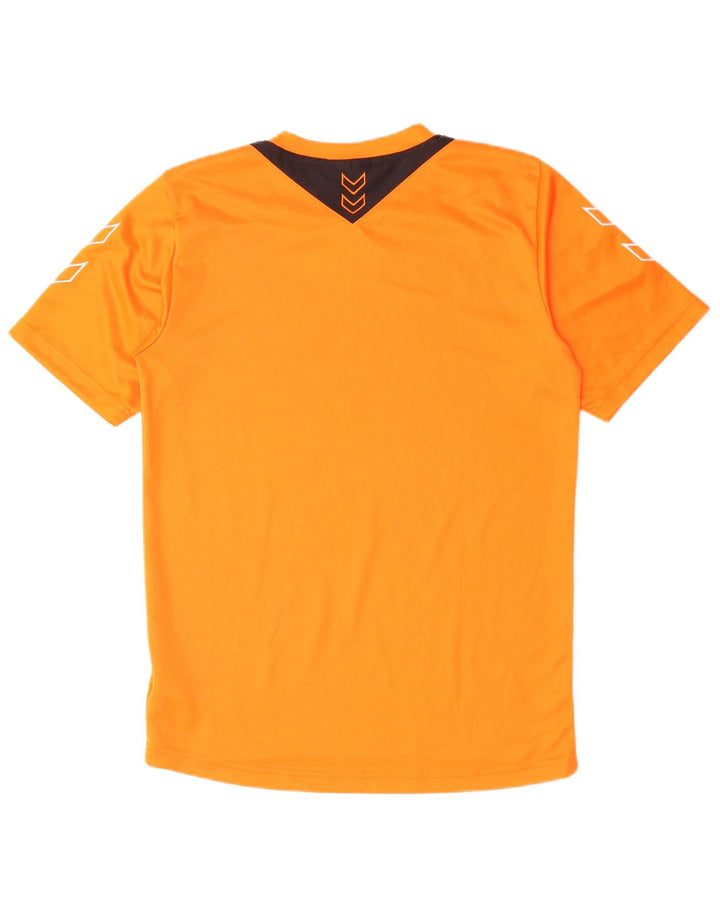 HUMMEL Mens Graphic T-Shirt Top Small Orange Colourblock Polyester