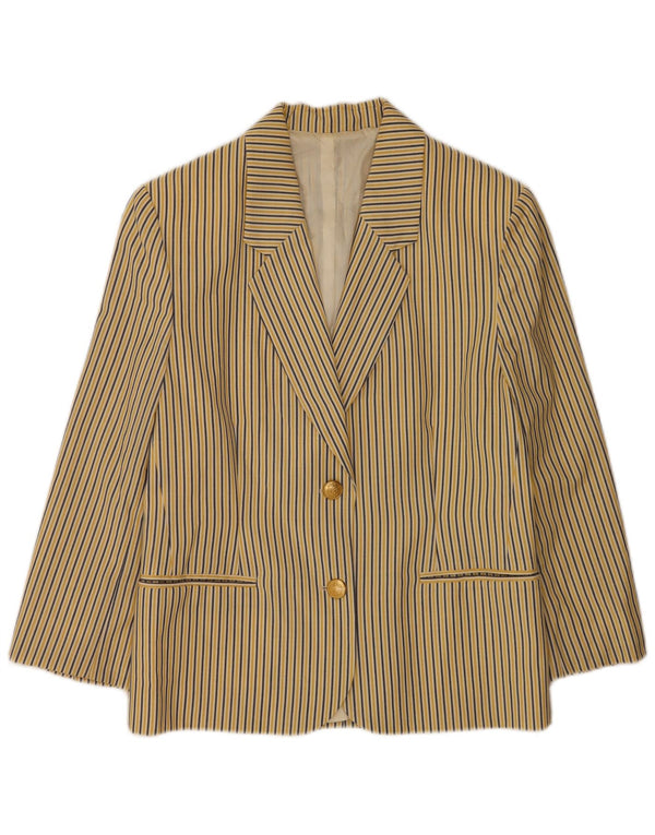 Laura Lindor Womens 2 Button Blazer Jacket UK 12 Medium Yellow Striped