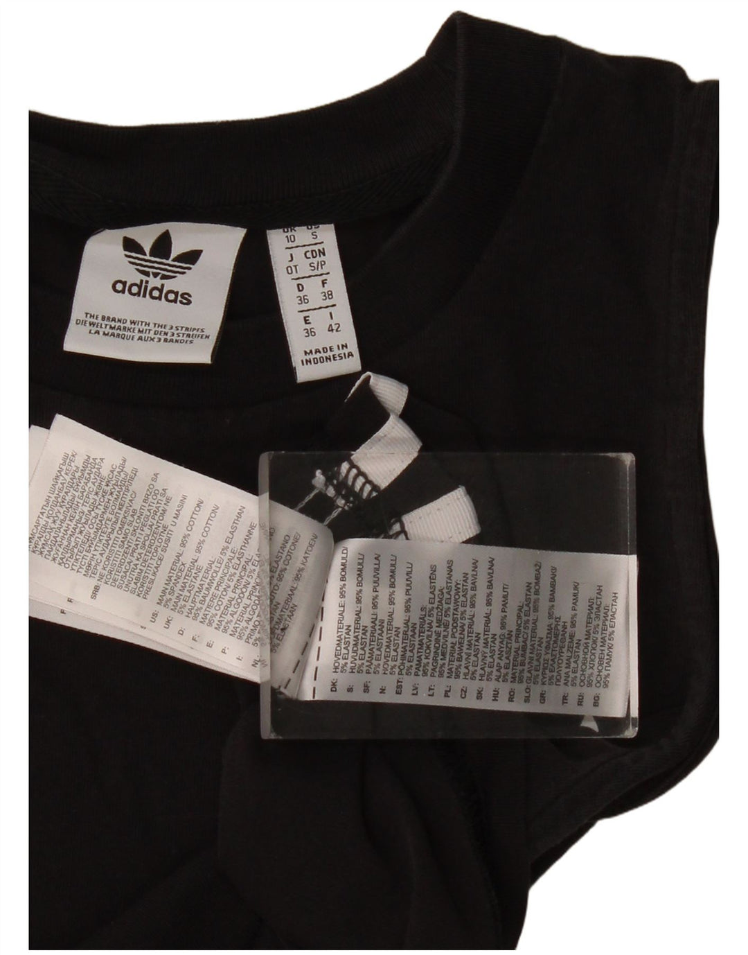 Adidas Womens Graphic Vest Top UK 10 Small Black Cotton