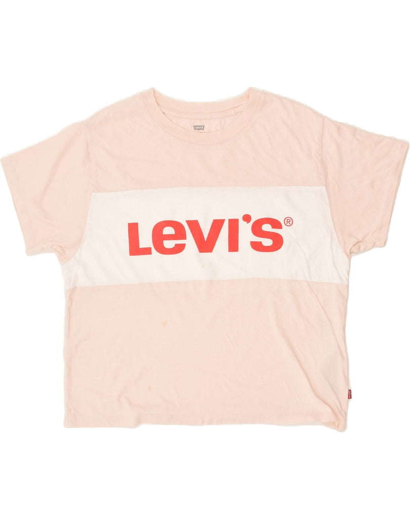 LEVI'S Womens Crop Graphic T-Shirt Top UK 10 Small Pink Cotton | Vintage Levi's | Thrift | Second-Hand Levi's | Used Clothing | Messina Hembry 