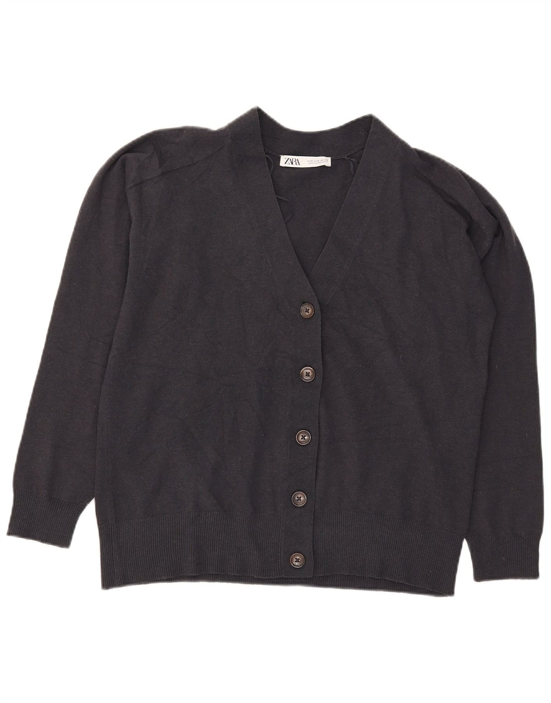 Zara Womens Oversized Cardigan Sweater UK 10 Small Navy Blue Acrylic