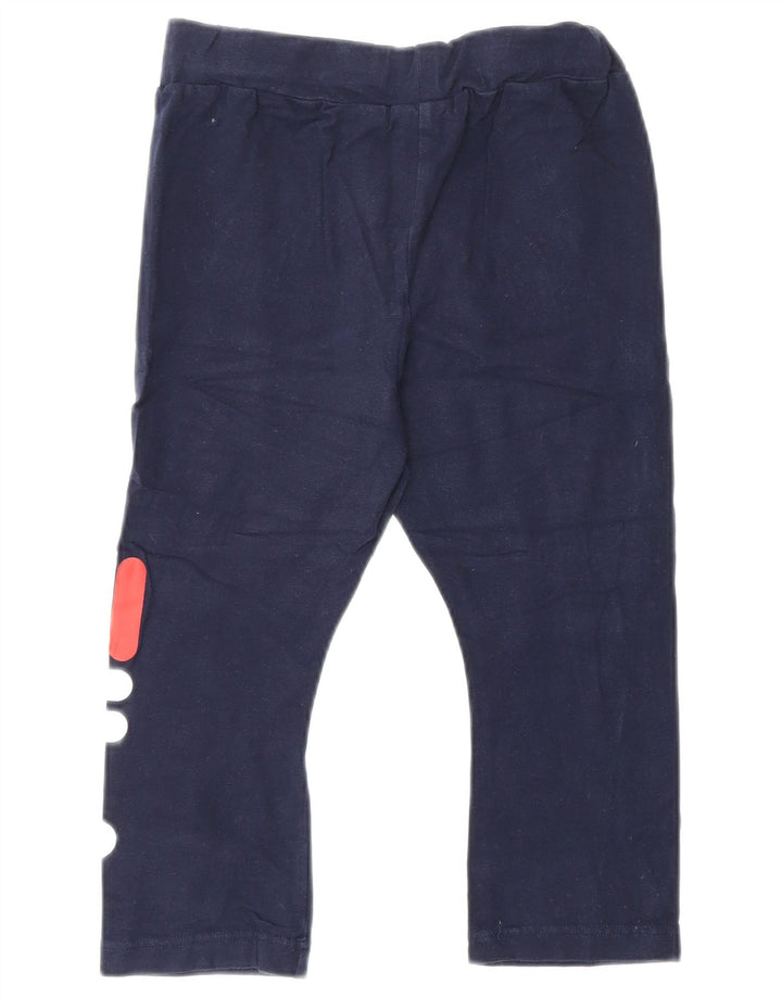 FILA Womens Graphic Capri Leggings UK 4 XS Navy Blue Cotton