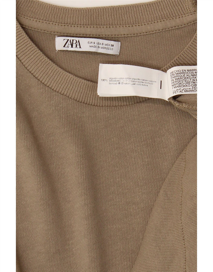 ZARA Mens T-Shirt Top Small Brown Cotton Vintage Zara and Second-Hand Zara from Messina Hembry 