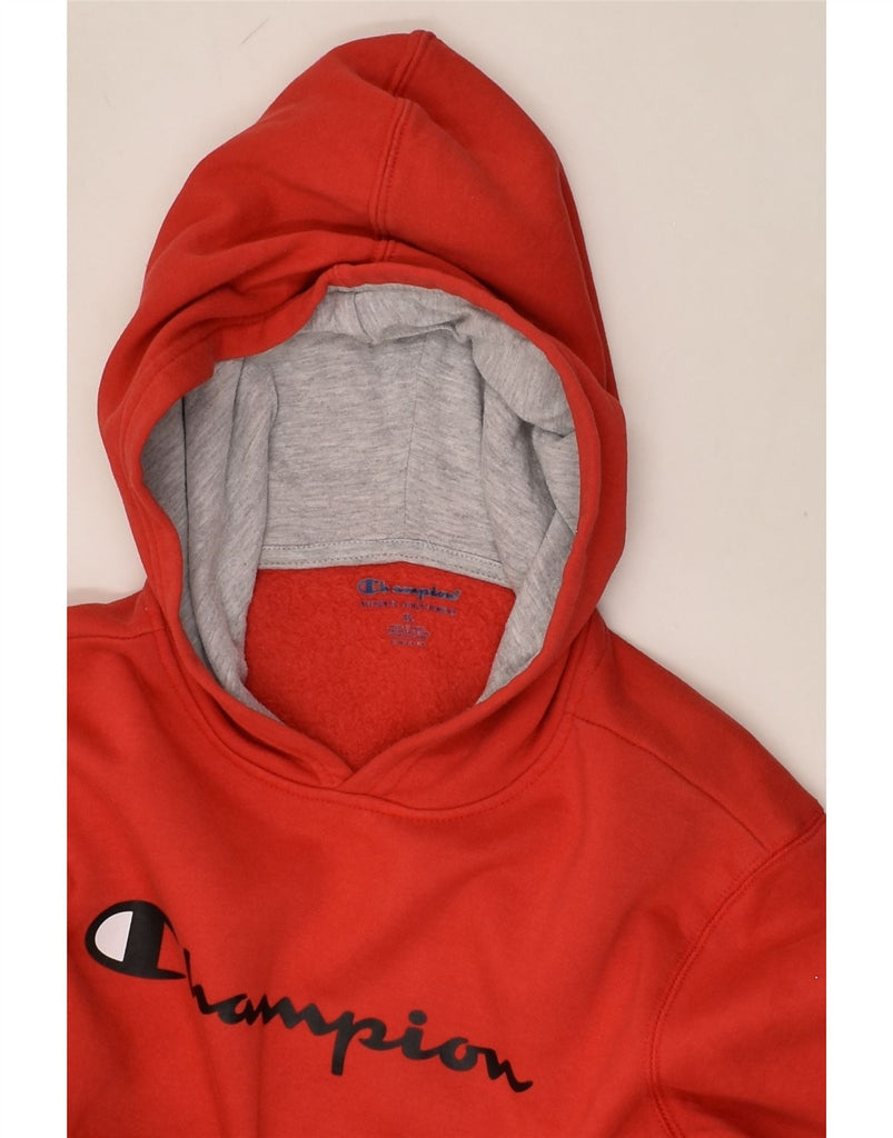 CHAMPION Womens Graphic Hoodie Jumper UK 18 XL Red Cotton | Vintage Champion | Thrift | Second-Hand Champion | Used Clothing | Messina Hembry 