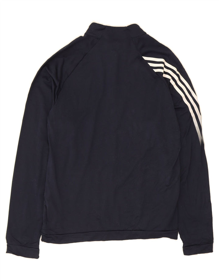ADIDAS Mens Zip Neck Pullover Tracksuit Top Small Navy Blue Polyester Vintage Adidas and Second-Hand Adidas from Messina Hembry 