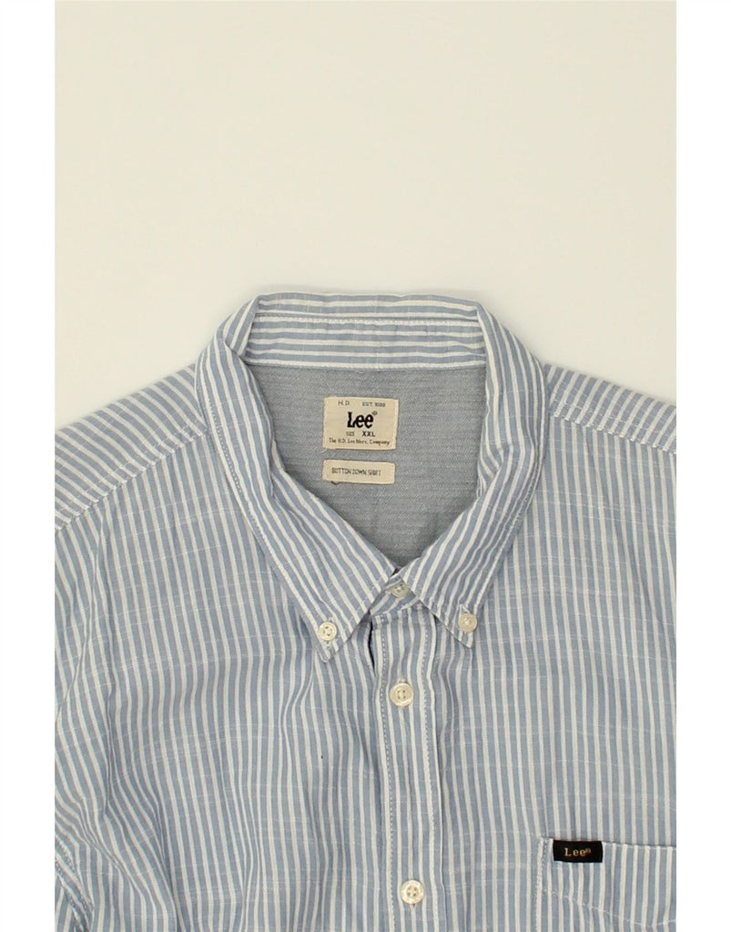 LEE Mens The Sutton Shirt 2XL Blue Striped Cotton Vintage Lee and Second-Hand Lee from Messina Hembry 