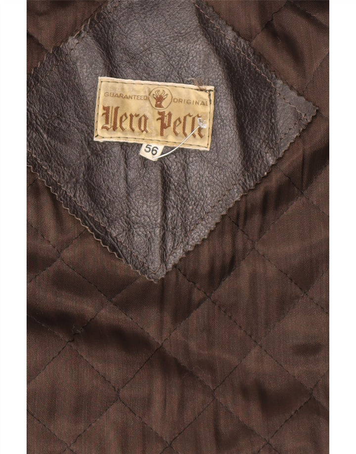 Vintage Mens Leather Jacket IT 56 3XL Black Leather