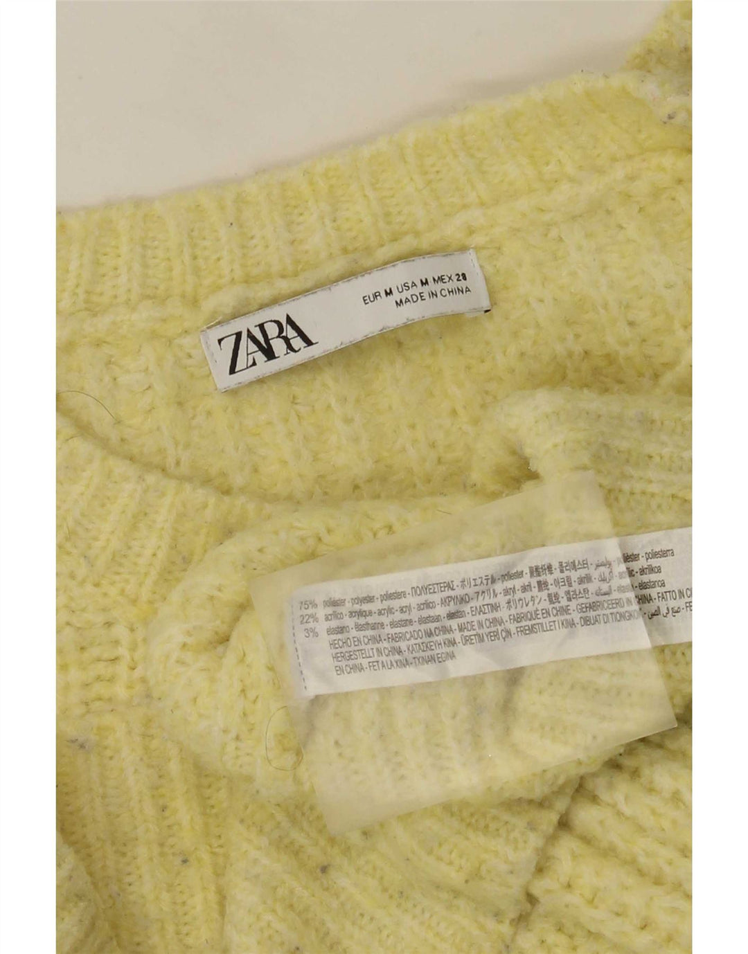 Zara Womens Oversized Crew Neck Jumper Sweater UK 14 Medium Yellow