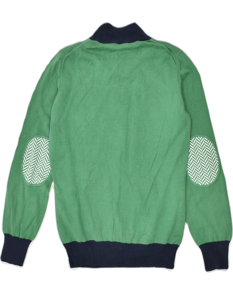 COLMAR Womens Zip Neck Jumper Sweater UK 10 Small Green Colourblock Cotton | Vintage | Thrift | Second-Hand | Used Clothing | Messina Hembry 