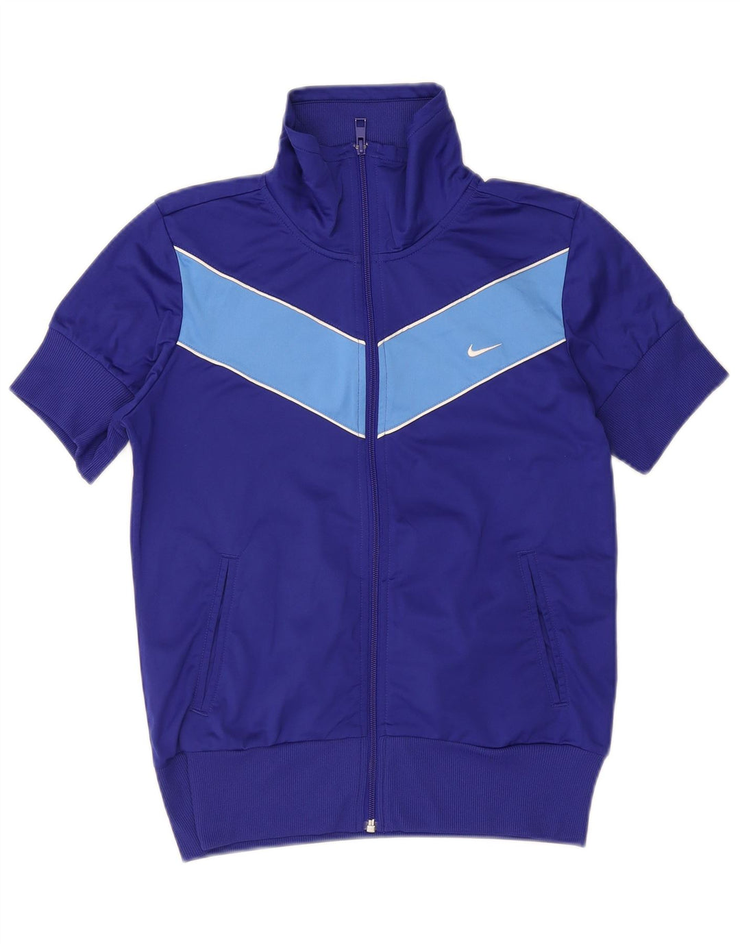 Nike Womens Tracksuit Top Jacket UK 14 Medium Navy Blue Colourblock