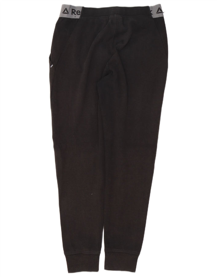 REEBOK Mens Graphic Tracksuit Trousers Joggers Medium Black Colourblock