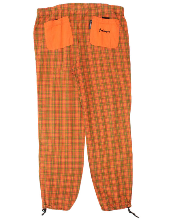 Think Pink Mens Graphic Tracksuit Trousers Joggers XL  Orange Check Cotton