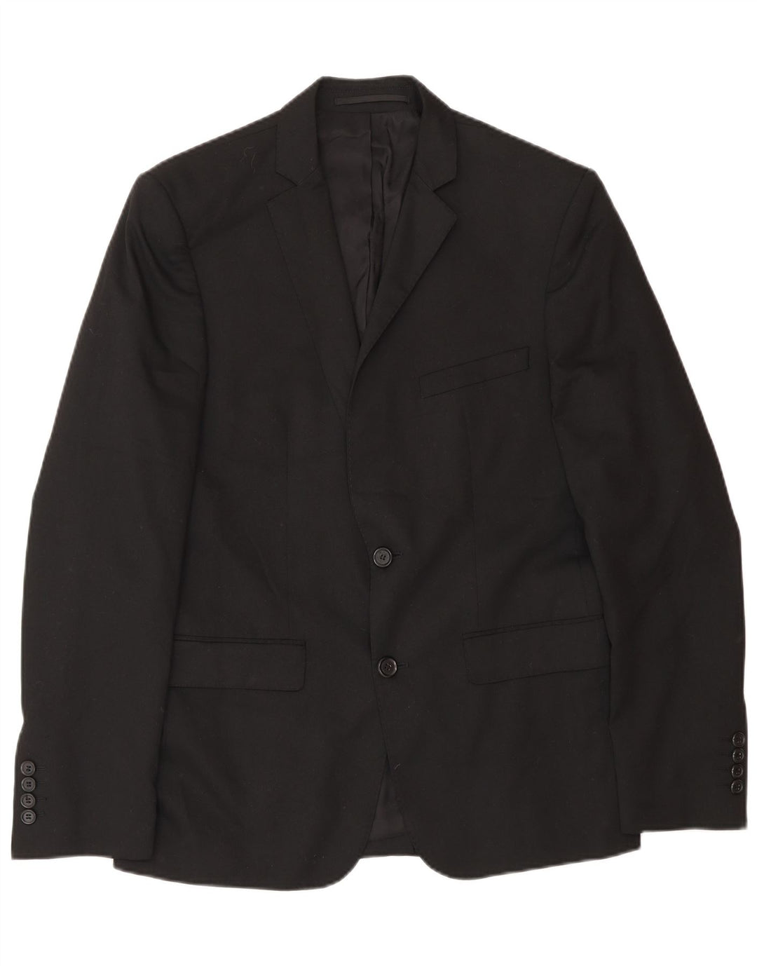 Zara Mens 2 Button Blazer Jacket EU 46 Small Black Polyester