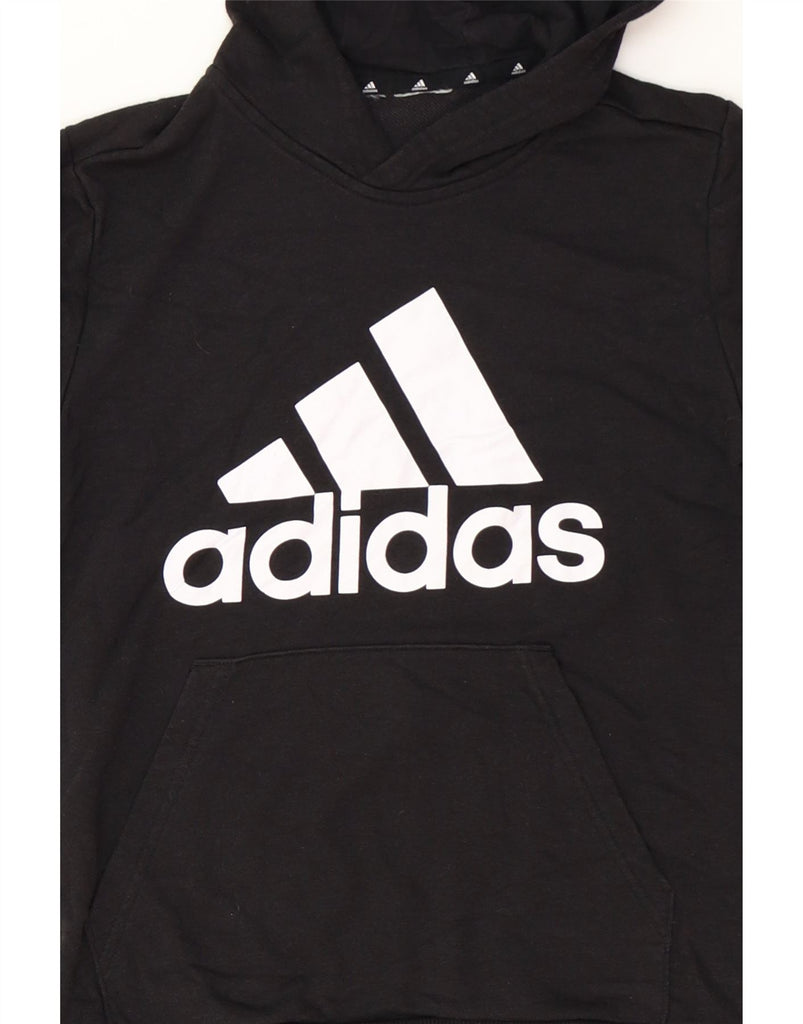 ADIDAS Boys Graphic Hoodie Jumper 10-11 Years Black Vintage Adidas and Second-Hand Adidas from Messina Hembry 