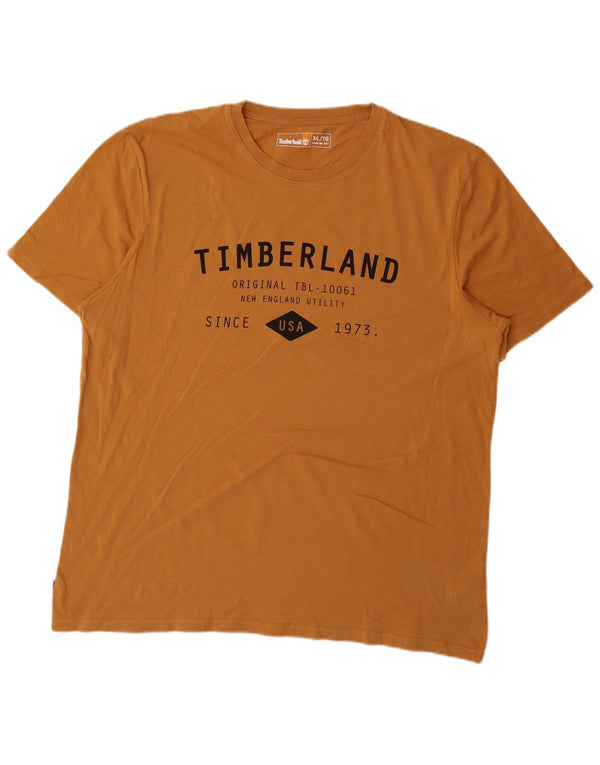 Timberland Mens Regular Fit Graphic T-Shirt Top XL Yellow Cotton
