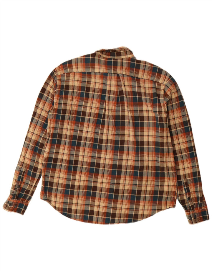 Eddie Bauer Mens Flannel Shirt Large Beige Check Cotton