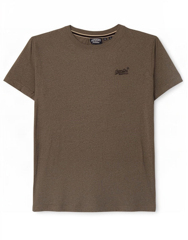 Superdry Mens T-Shirt Top Medium Khaki Flecked Cotton