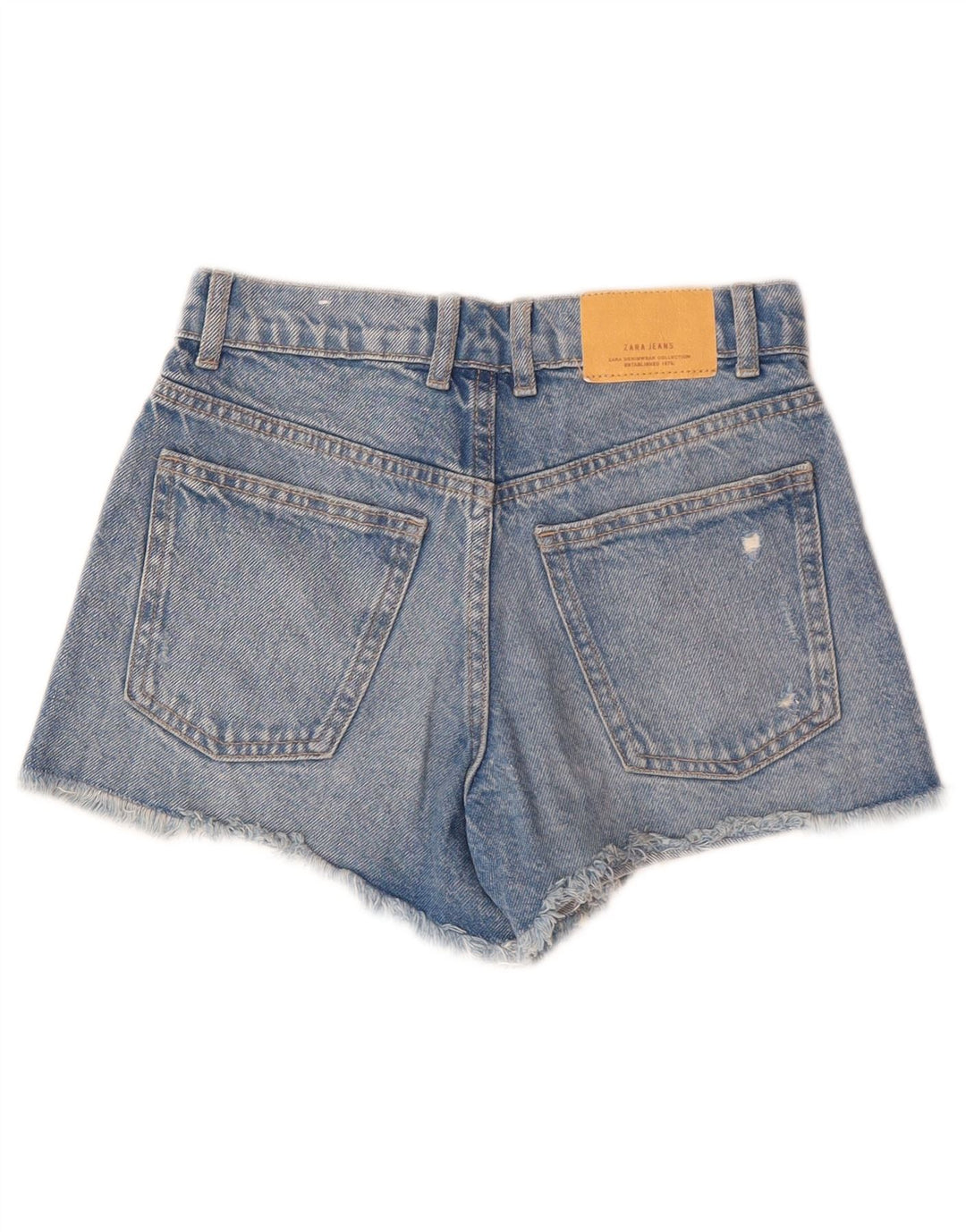 Zara Girls Distressed Denim Shorts 11-12 Years W26  Blue Cotton