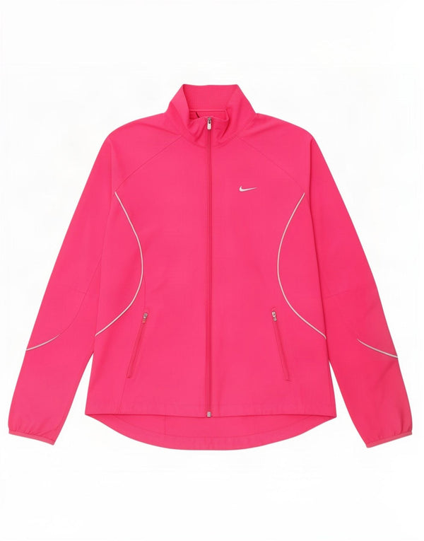 Nike Womens Tracksuit Top Jacket UK 10/12 Medium Pink Polyester
