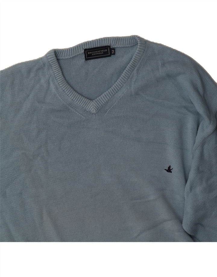 BROOKSFIELD Mens V-Neck Jumper Sweater IT 52 Large Blue Vintage Brooksfield and Second-Hand Brooksfield from Messina Hembry 