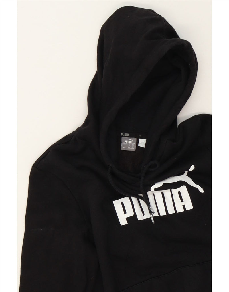 PUMA Womens Graphic Hoodie Jumper UK 12 Medium Black Vintage Puma and Second-Hand Puma from Messina Hembry 