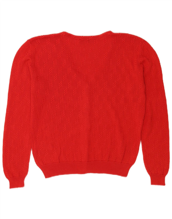 Peter Hahn Womens Cardigan Sweater UK 14 Medium Red Cotton