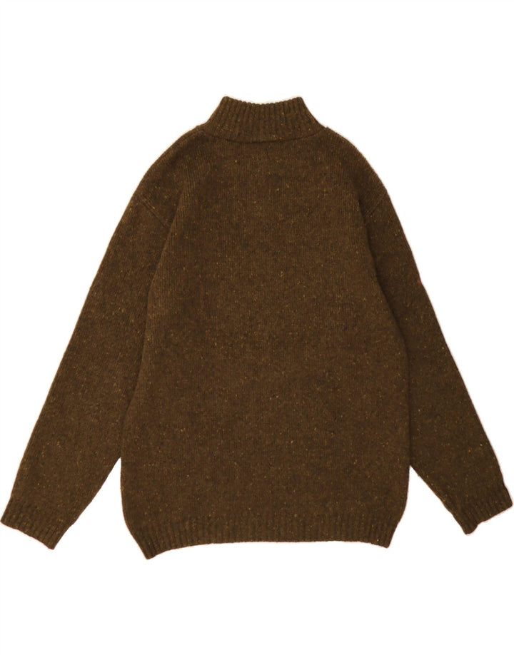 LE COQ SPORTIF Mens Zip Neck Jumper Sweater Large Khaki Flecked Vintage Le Coq Sportif and Second-Hand Le Coq Sportif from Messina Hembry 