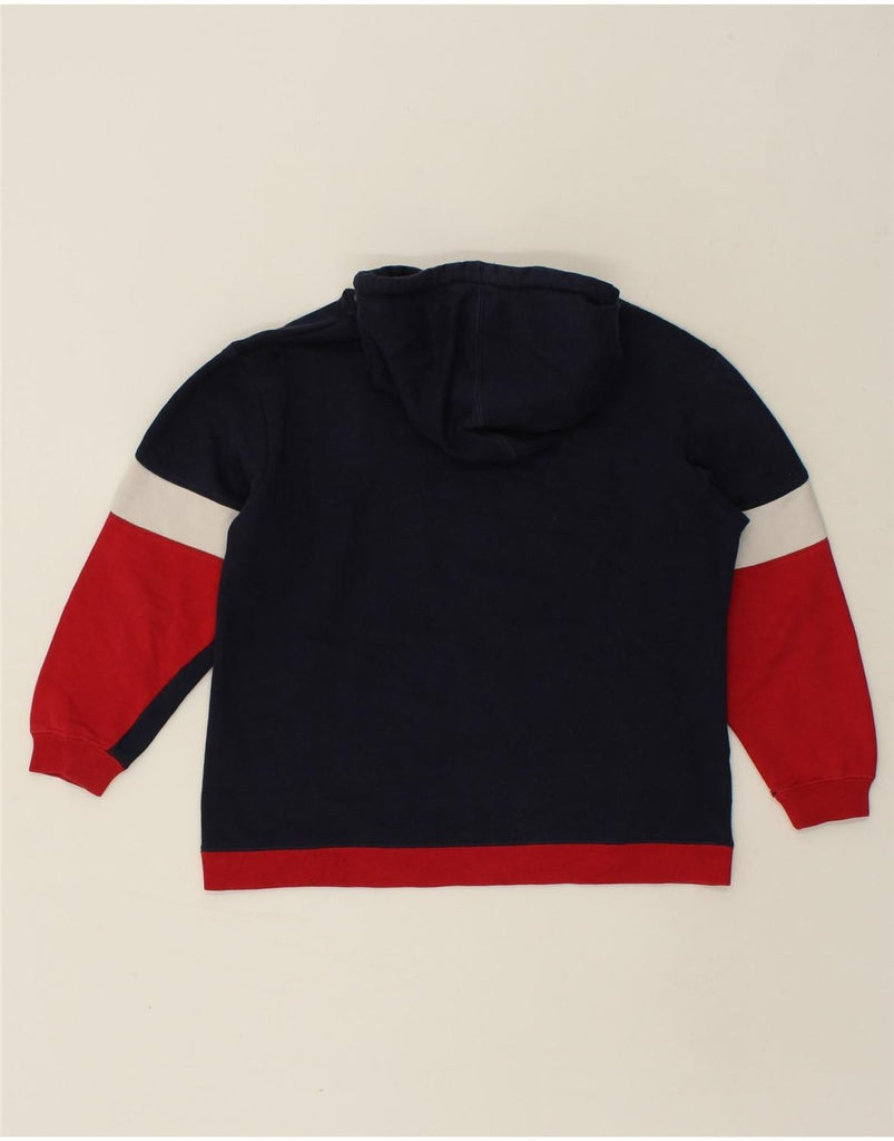 FILA Boys Graphic Hoodie Jumper 13-14 Years XL Navy Blue Colourblock | Vintage Fila | Thrift | Second-Hand Fila | Used Clothing | Messina Hembry 