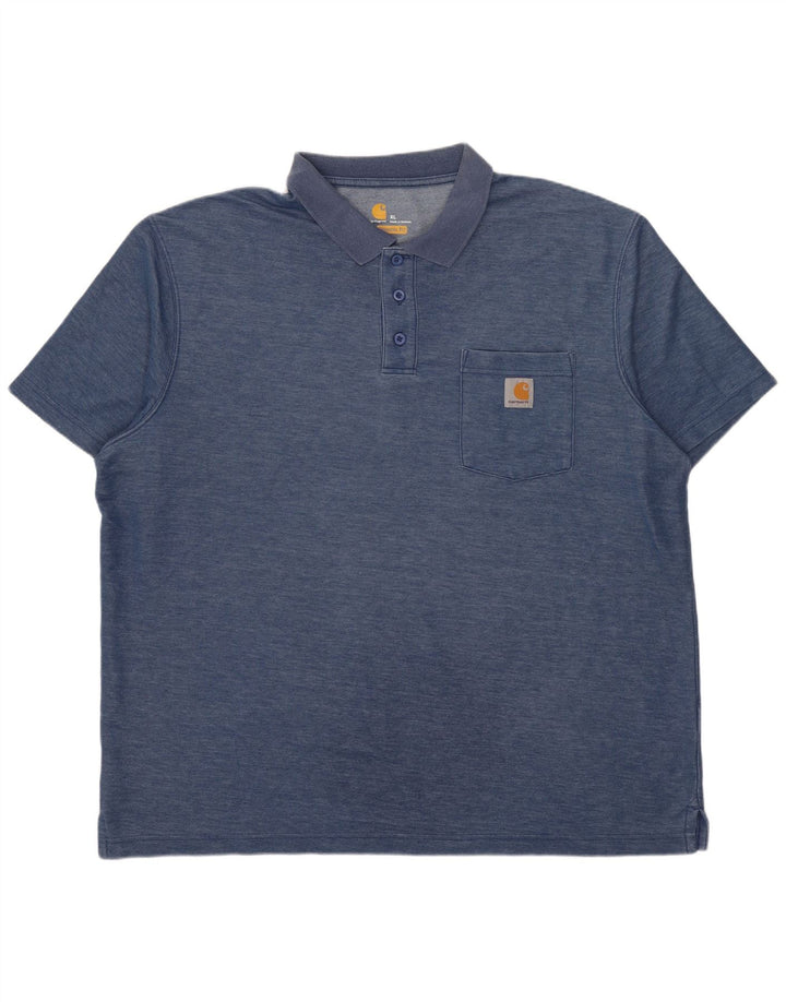 Carhartt Mens Original Fit Polo Shirt XL Blue Flecked Polyester