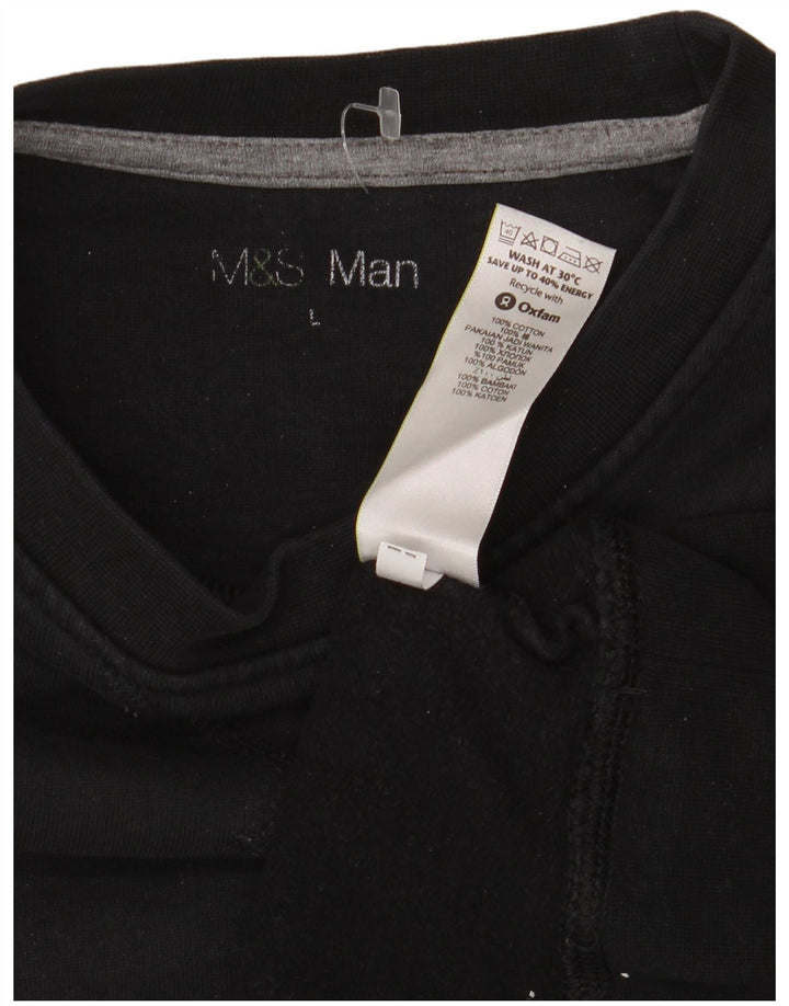 Marks & Spencer Mens Sweatshirt Jumper Large Black Cotton