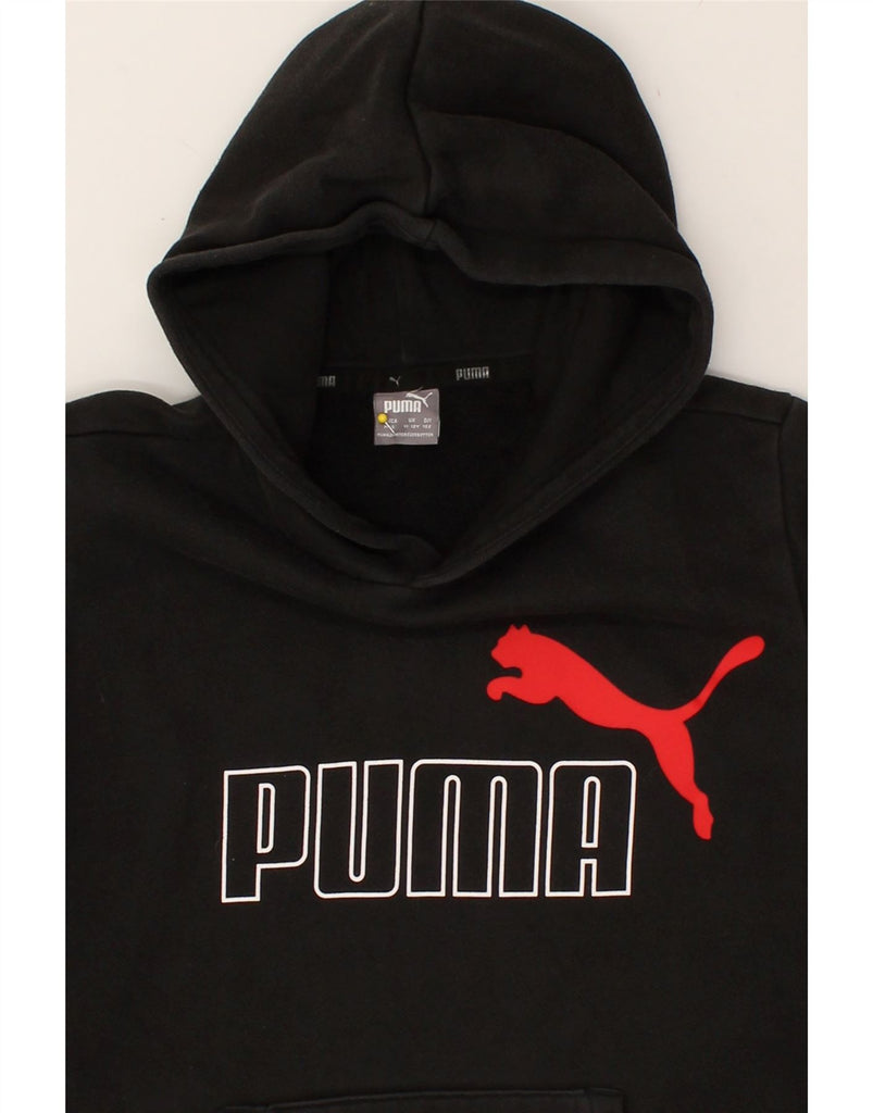 PUMA Boys Graphic Hoodie Jumper 11-12 Years Black Cotton | Vintage Puma | Thrift | Second-Hand Puma | Used Clothing | Messina Hembry 