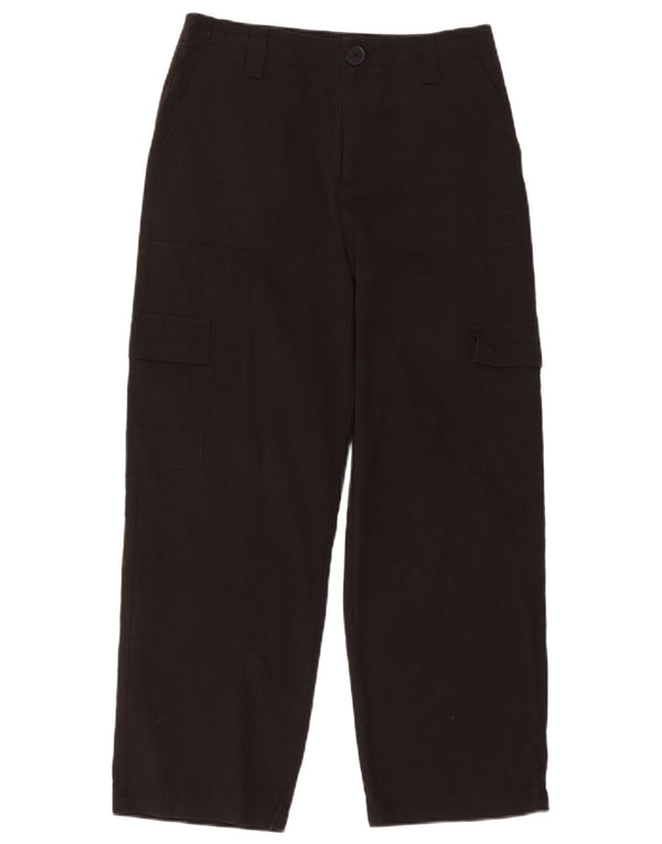 Zara Womens Straight Cargo Cropped Trousers Small W26 L25 Black Cotton